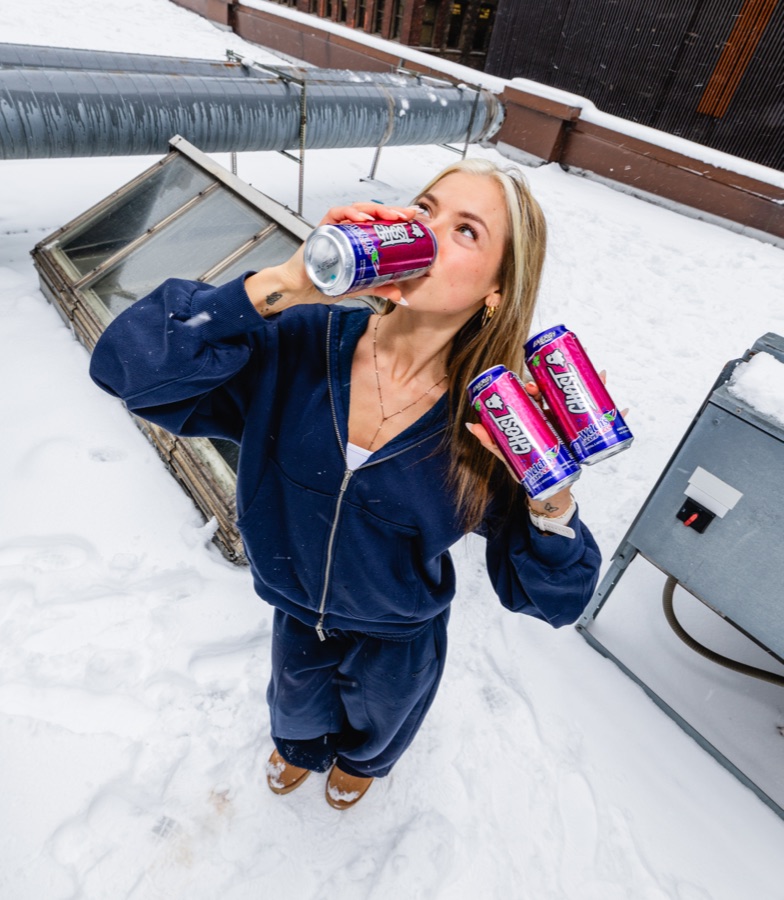 Ghost Energy Welch's Grape in the snow