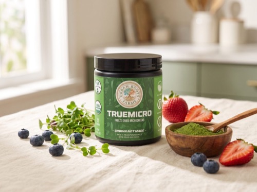 Urban Roots Farms TrueMicro jar with microgreens and berries