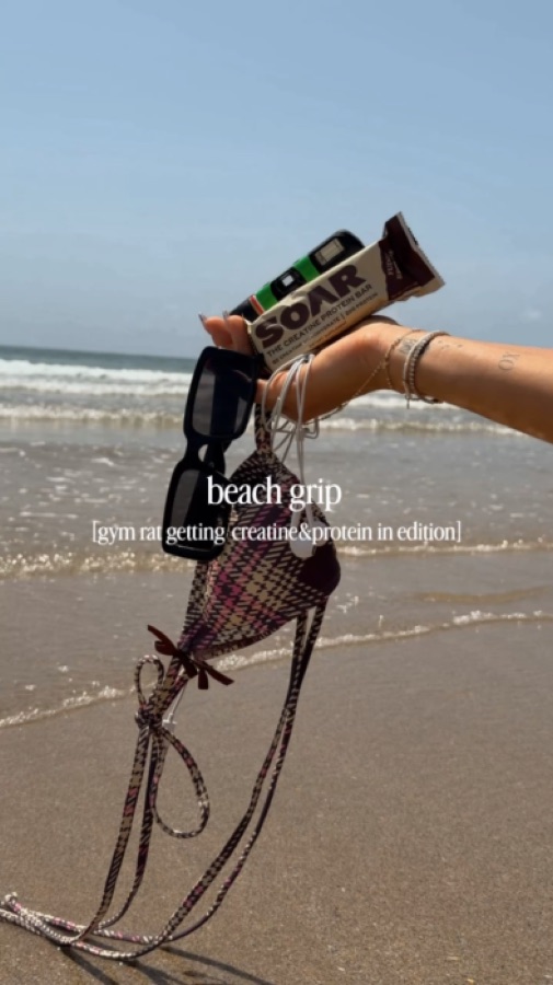 SOAR creatine protein bar at the beach